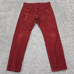Levis 502 Pants Men 30x30 (Fits 29x27) Red Corduroy Straight Fit Faded Hipster